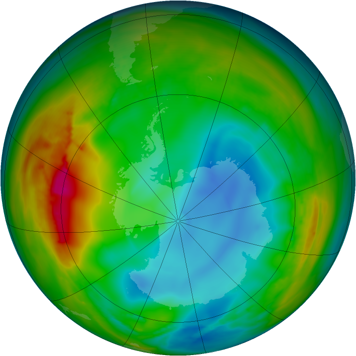 Antarctic ozone map for 17 July 2007